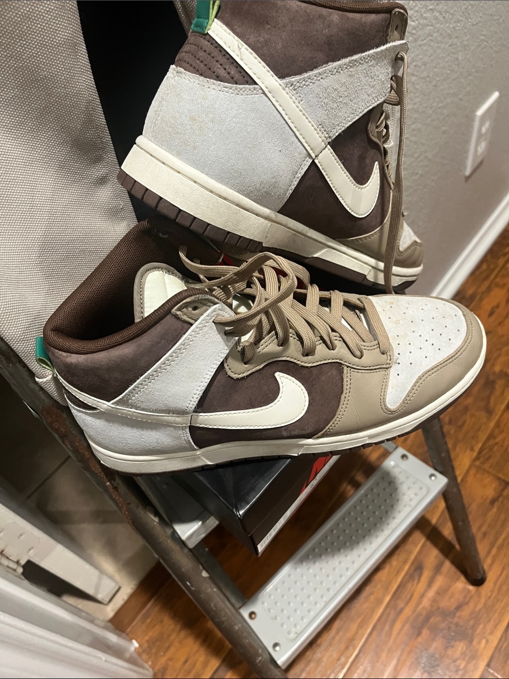 Nike Men’s Jordan 1 Retro High-Top Sneakers in Brown, Cream and Tan